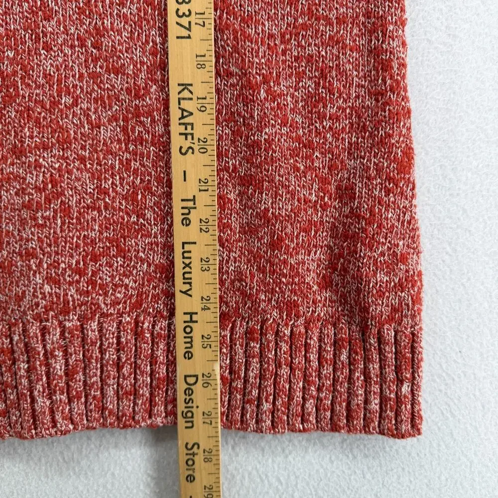 LL BEAN Sweater Womens M Cotton Ragg Pullover Crew Neck Jumper Marled Red